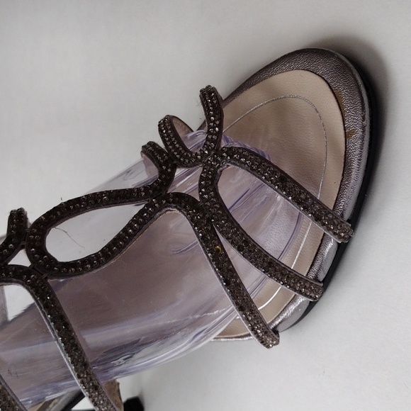 Caparros Michaela crystal embellished pewter heel sandals 8.5 - Picture 7 of 13